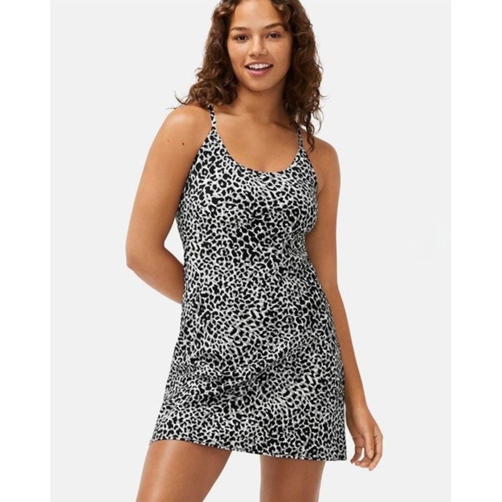 OUTDOOR VOICES The Exercise Dress Snow Leopard Animal Print Tank Shorts X-Small